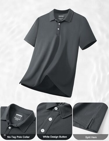 Cotrasen Mens Polo Shirts Short Sleeve Cotton Pique Golf Shirt Button Classic Fit Stretch Performance Casual T-Shirts in Saudi Arabia