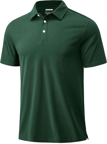 Cotrasen Mens Polo Shirts Short Sleeve Cotton Pique Golf Shirt Button Classic Fit Stretch Performance Casual T-Shirts in Saudi Arabia