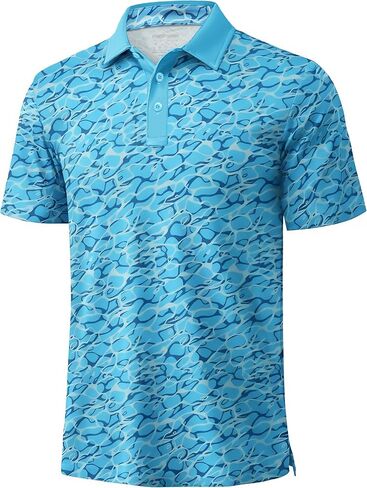 MAGCOMSEN Mens Golf Shirt Short Sleeve Dry Fit Moisture Wicking Golf Polos Casual Performance Print Collared Shirt Men in Saudi Arabia