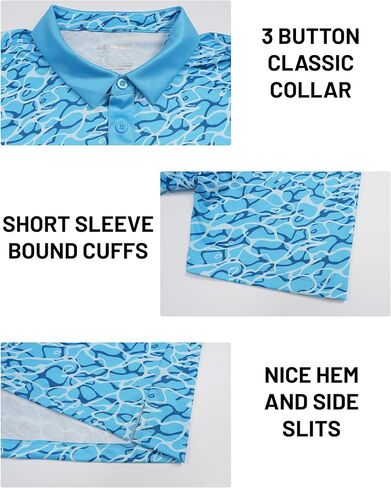 MAGCOMSEN Mens Golf Shirt Short Sleeve Dry Fit Moisture Wicking Golf Polos Casual Performance Print Collared Shirt Men in Saudi Arabia