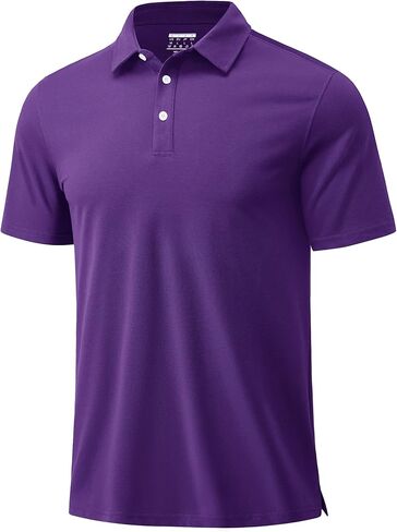 Cotrasen Mens Polo Shirts Short Sleeve Cotton Pique Golf Shirt Button Classic Fit Stretch Performance Casual T-Shirts in Saudi Arabia