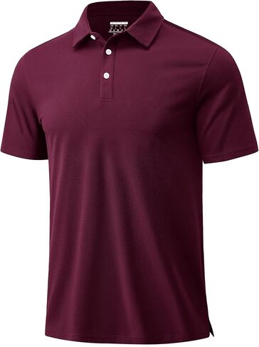 Cotrasen Mens Polo Shirts Short Sleeve Cotton Pique Golf Shirt Button Classic Fit Stretch Performance Casual T-Shirts in Saudi Arabia