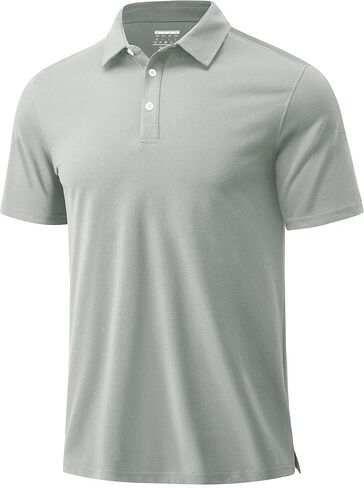 Cotrasen Mens Polo Shirts Short Sleeve Cotton Pique Golf Shirt Button Classic Fit Stretch Performance Casual T-Shirts in Saudi Arabia