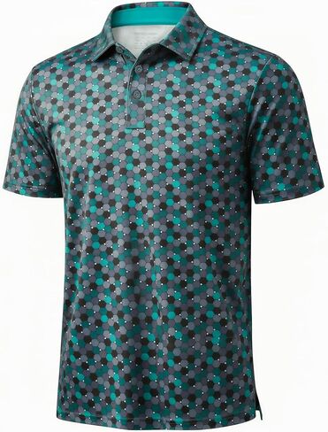 MAGCOMSEN Mens Golf Shirt Short Sleeve Dry Fit Moisture Wicking Golf Polos Casual Performance Print Collared Shirt Men in Saudi Arabia