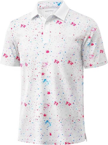 MAGCOMSEN Mens Golf Shirt Short Sleeve Dry Fit Moisture Wicking Golf Polos Casual Performance Print Collared Shirt Men in Saudi Arabia