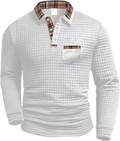Long Sleeve Polo Shirts for Men Buttons Collared Slim Fit Mens Golf Shirts Casual Workwear Office Fashion T Shirts in Saudi Arabia