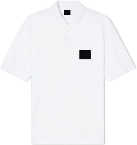 Armani Exchange Mens Mercerized Piquet Tonal Box Graphic Polo in Saudi Arabia