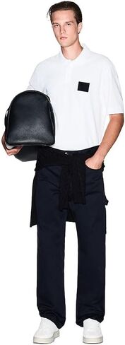 Armani Exchange Mens Mercerized Piquet Tonal Box Graphic Polo in Saudi Arabia