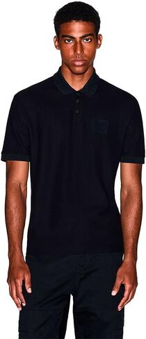 Armani Exchange Mens Mercerized Piquet Tonal Box Graphic Polo in Saudi Arabia