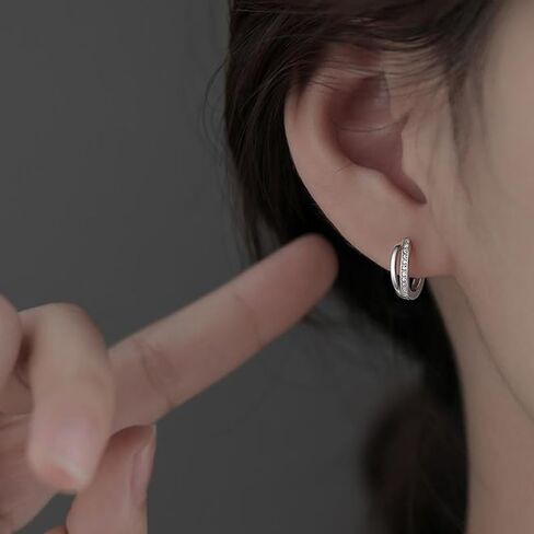 Double Wire Crystal Ear Wraps, Dainty Diamond-Accented Ear Jewelry for Women, Luxury Everyday Elegant Gift in Saudi Arabia