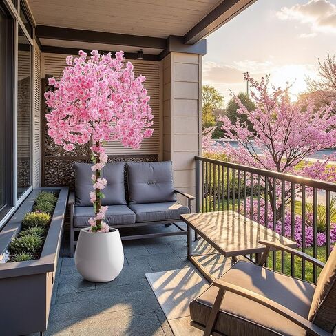 Artificial Cherry Blossom Tree, 6FT Height with 100 LED Lights, Faux Silk Plant in Pot for Home, Office, Wedding, Garden, Party, and Hotel Decorations (Pink, 6FT) in Saudi Arabia