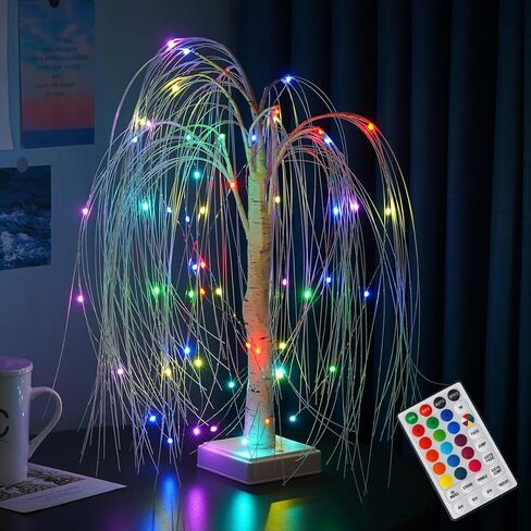 شجرة بتولا مضاءة بطول 2 قدم مع 144 مصباح LED أبيض دافئ - شجرة عيد الميلاد بيضاء صغيرة مع قطعة مركزية للأضواء لسطح الطاولة وديكور العطلات، شجرة داخلية جاهزة للهدايا مع مؤقت، تعمل بـ USB/البطارية in Kuwait