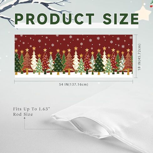 أشجار عيد الميلاد الستائر للنوافذ 54x18 بوصة الأحمر عيد الميلاد الستار الستارة للمطبخ الحمام غرفة المعيشة ديكور غرفة نوم in Kuwait