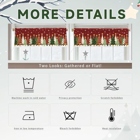 أشجار عيد الميلاد الستائر للنوافذ 54x18 بوصة الأحمر عيد الميلاد الستار الستارة للمطبخ الحمام غرفة المعيشة ديكور غرفة نوم in Kuwait