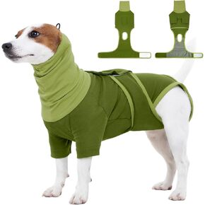 FUAMEY Dog Onesie for Surgery, Surgical Suit for Dogs Female Spay, Cone of Shame Alternative, Turtle Neck Body Suit, No Lick Neutering Recovery Suit for Male Doggie, Bull Terrier (Green, L) in Kuwait