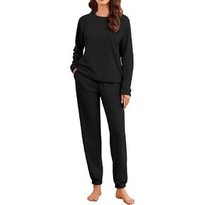 Ekouaer Womens Fleece Pajamas Sets Long Sleeve Lounge Set Jogger Sets 2 Piece Flannel Pjs Winter Sleepwear Loungewear in Kuwait
