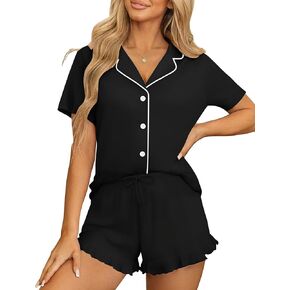 Ekouaer Womens Pajama Sets Button Down Short Sleeve Top and Shorts Cute Pjs Sets Sleepwear in Kuwait
