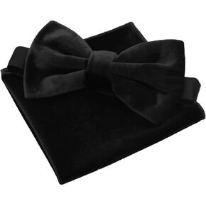 ربطات عنق مخملية للرجال مع مجموعة مربعات جيب للرجال، ربطات عنق رجالية مربوطة مسبقًا قابلة للتعديل لحفلات الزفاف in Kuwait