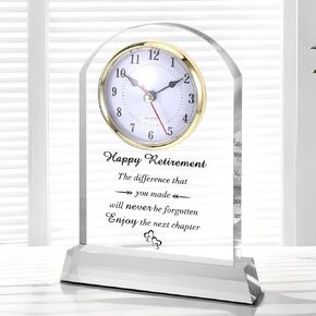 Retirement Gift for Woman and Man, Glass Quartz Crystal Desk Retirement Clock Plaque for Teacher Boss Leader Doctor Nurse Friends Retired Keepsake (Set A) in Kuwait