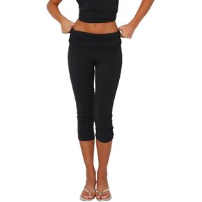 NUFIWI Fold Over Leggings for Women Low Waist Stretch Yoga Pants Capri Slim Fit Going Out Crop Pants Streetwear in Saudi Arabia