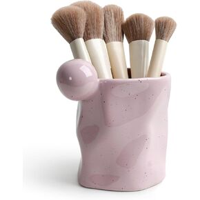 Ceramic Pen Holder for Desk, Makeup Brush Holder, Pencil Holder Stand, Pencil Cup Pot with Raindrop Design, Dual Use Desktop Organizer for Office, Home, School, Vanity in Saudi Arabia