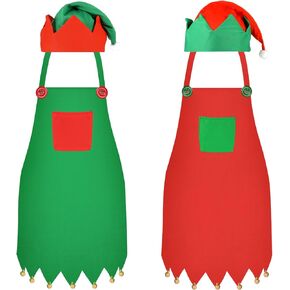 HOWAF Elf Costume, 2 Set Christmas Elf Apron & Elfs Hat, Christmas Apron Elf Xmas Aprons, Santa Hat for adults, Christmass Costumes Adult, Cosplay for Xmas Party Costume Supplies in Saudi Arabia