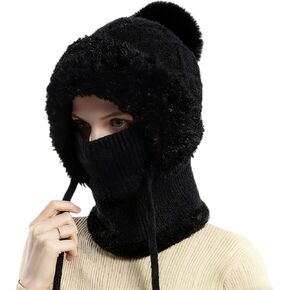 3 in 1 Beanie Hat for Women, Womens Knitted Hat in Autumn and Winter, Outdoors Fleece Lined Beanie Hat Scarf Mask Set in Saudi Arabia