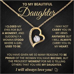 To My Daughter Necklace From Dad, Father To Daughter Gifts From Dad, Birthday Jewelry Gifts For Daughters Necklace With Heartfelt Message & Elegant Box in Saudi Arabia