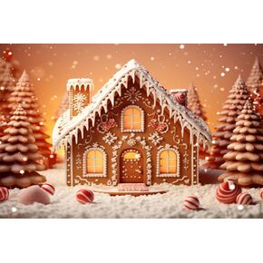 Leowefowa Christmas Candy Shop Backdrop 10x8ft Xmas Gingerbread House Red Door Storefront Photography Background Christmas Eve Party Banner Festival Holiday Kids Baby Family Photo Props in Kuwait