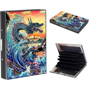 RFID Metal Wallet Credit Cards Holder Slim Mini Business Card Holder Metal ID Case Gift for Men Women,Dragonfly Garden in Saudi Arabia