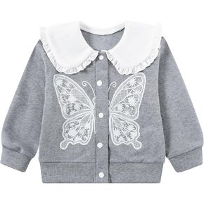 Girls Fall Winter Jacket Ruffled Collar Coat Button Casual Outwear 3-7 Years in Kuwait