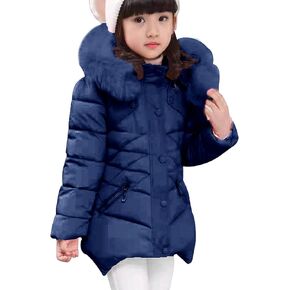 Girl's Coat Windproof Winter Warm Outwear Casual Hooded Solid Color jacket with pocket in Saudi Arabia
