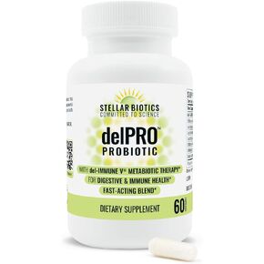 Del-Immune V® + مزيج Delpro Probiotic & Prebiotic من Stellar Biotics - يعزز صحة الأمعاء المثلى والهضم ودعم المناعة والمزاج (120 كبسولة) in Saudi Arabia