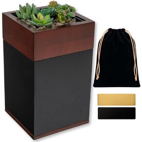 Premium Large Urns for Human Ashes with Planter, Handcrafted Walnut Wooden Urn for Ashes Adult Male & Female, Cremation Urns for Human, Keepsake Urn, TSA Approved in Saudi Arabia