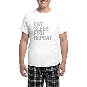 CafePress Eat Sleep Fish Repeat Pajamas Men's Novelty Light Pajama Set, Comfortable PJ Sleepwear in Saudi Arabia