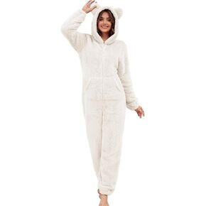 COZYPOIN Womens Onesie Pajamas Cute Fleece One Piece Hooded Romper Winter Warm Adult Onesies Fuzzy Jumpsuit Loungewear in Saudi Arabia