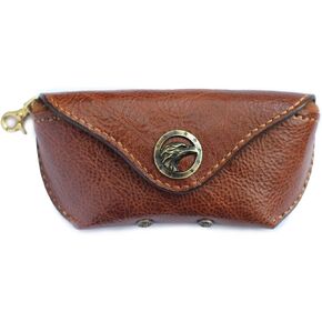 Brown Leather Handmade Traditional Large Eyeglass Case with Brass Buckle in Saudi Arabia