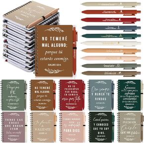 Kosiz 30 Set Mother's Day Spanish Christian Gift Bulk Spiral Notebook Bible Verse Ballpoint Pen Religious Prayer Journal Regalos Cristianos En Español for Church Teacher Sunday School (Morandi Color) in Kuwait