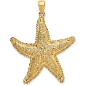 14K Yellow Gold 2-D Textured Starfish Charm Necklace Pendant with 18" Length Chain in Saudi Arabia