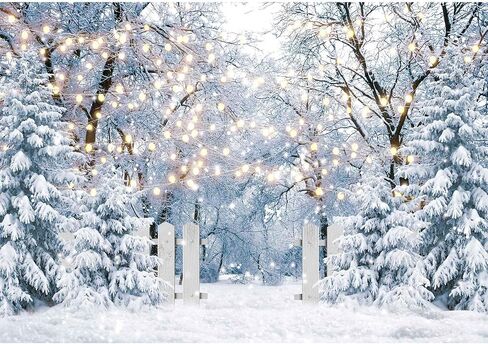7x5FT Blue Winter Forest Scene Photography Backdrop Wonderland Snowflake Landscape Background for Christmas Xmax Family Holiday Party Decorations Supplies Banner Picture Photo Studio Props in Kuwait