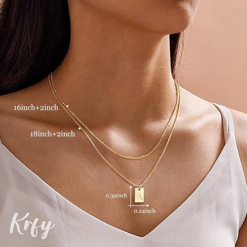 Krfy Layered Initial Necklaces for Women, Dainty 14K Plated Gold Necklace Waterproof, Personalized Pendant Letter Name Necklace Trendy Jewelry in Saudi Arabia