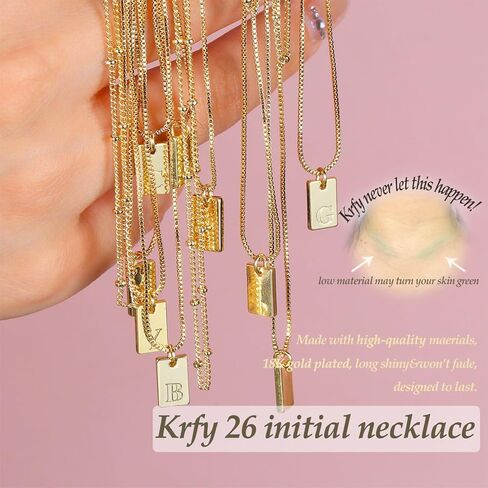 Krfy Layered Initial Necklaces for Women, Dainty 14K Plated Gold Necklace Waterproof, Personalized Pendant Letter Name Necklace Trendy Jewelry in Saudi Arabia