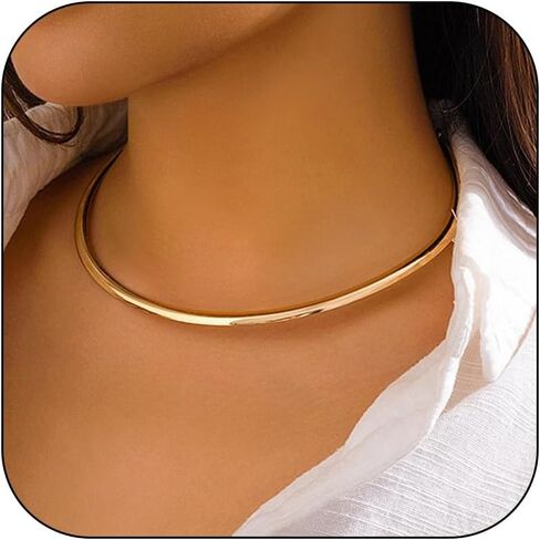 Dcfywl731 Chunky Gold Necklace Statement Necklace for Women Trendy Dainty Gold Choker Necklaces for Woman Gold Accessories Gifts in Saudi Arabia