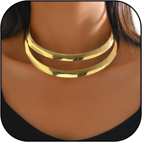 Dcfywl731 Chunky Gold Necklace Statement Necklace for Women Trendy Dainty Gold Choker Necklaces for Woman Gold Accessories Gifts in Saudi Arabia