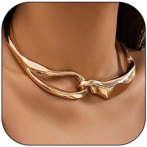Dcfywl731 Chunky Gold Necklace Statement Necklace for Women Trendy Dainty Gold Choker Necklaces for Woman Gold Accessories Gifts in Saudi Arabia