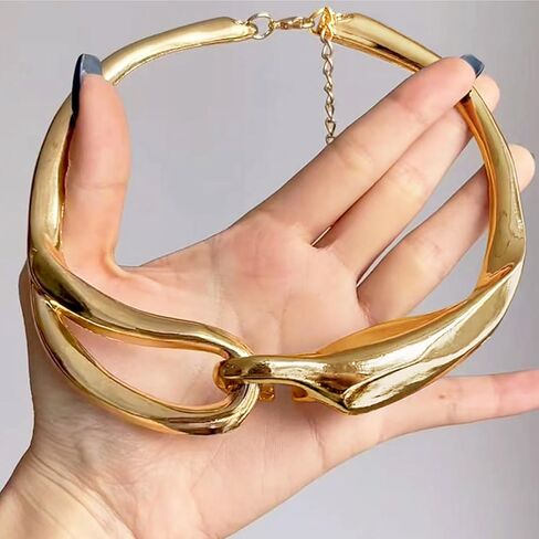 Dcfywl731 Chunky Gold Necklace Statement Necklace for Women Trendy Dainty Gold Choker Necklaces for Woman Gold Accessories Gifts in Saudi Arabia