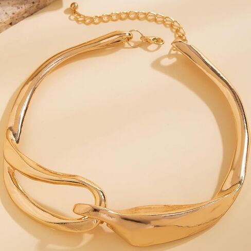 Dcfywl731 Chunky Gold Necklace Statement Necklace for Women Trendy Dainty Gold Choker Necklaces for Woman Gold Accessories Gifts in Saudi Arabia