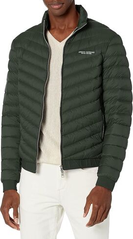 Armani Exchange Men's A|x Quilted Milano/New York Logo Zip-up Nylon Jacket in Saudi Arabia