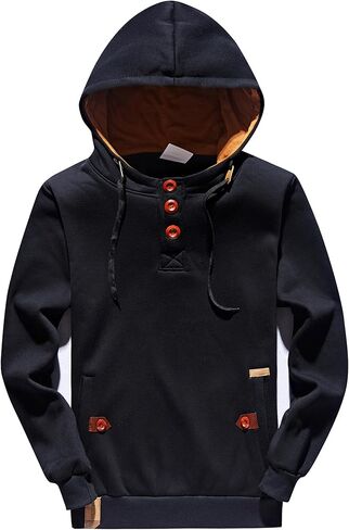 Men's Winter Soft Pullover Windbreak Coats Hooded Single Breasted Button Thick Casual Streetwear in Saudi Arabia
