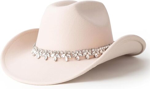 قبعة رعاة البقر الغربية من جوسيفان للنساء، قبعة راعية البقر بأحجار الراين اللامعة، هدية للعروس in Kuwait